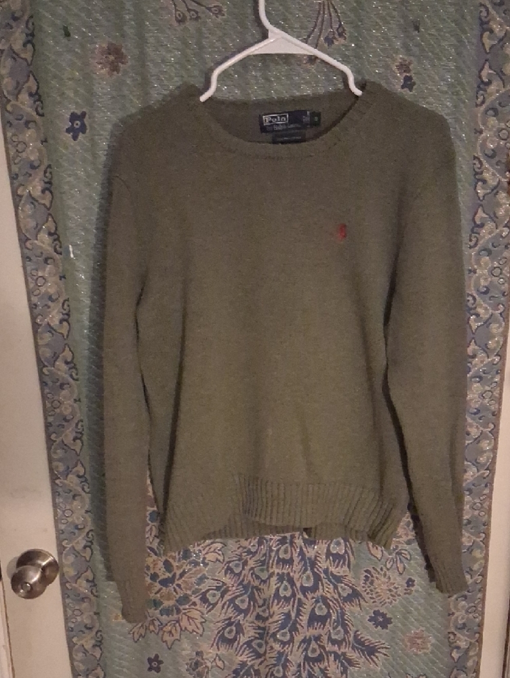 Polo by Ralph Lauren Olive Crewneck Sweater with Red Pony - Picture 2 of 6